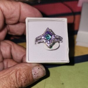 Elegant Silver and Purple Women's Ring
